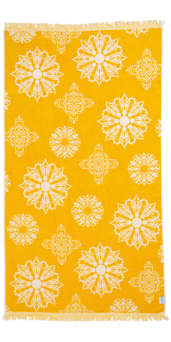 Golden Leopard Print Plush Terrycloth Towel 100% Turkish 