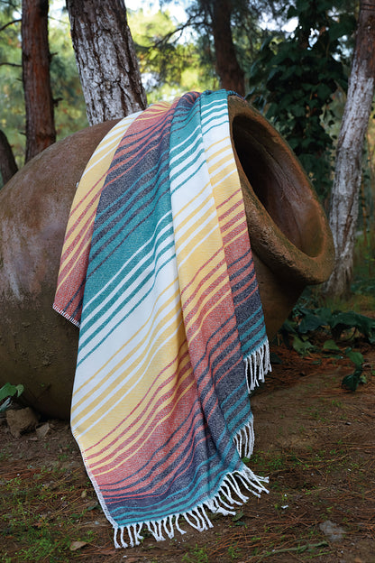 Acapulco Stripe Turkish Throw Blanket in Multi Colors