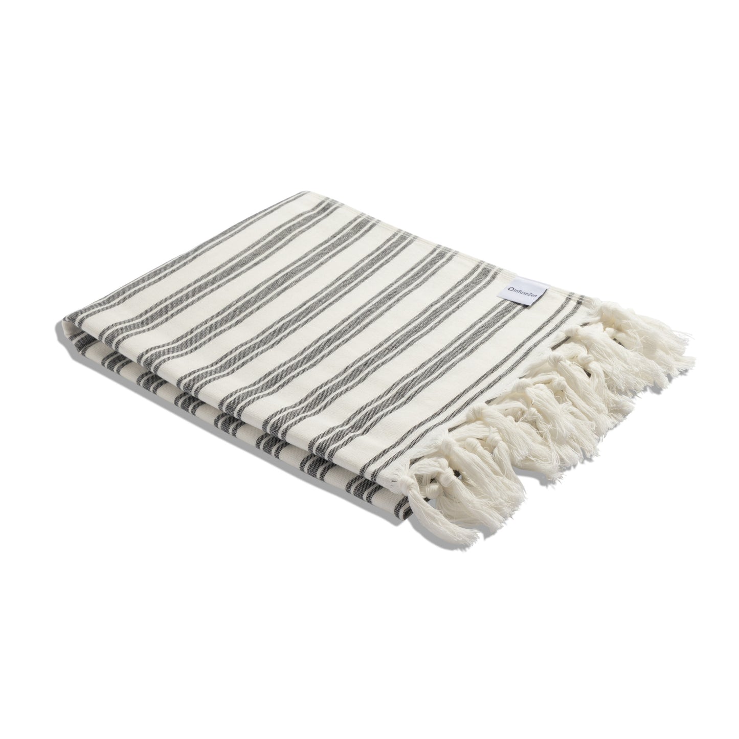 Bask Striped Organic Turkish Towel with Soft Terry Cloth Back in Black