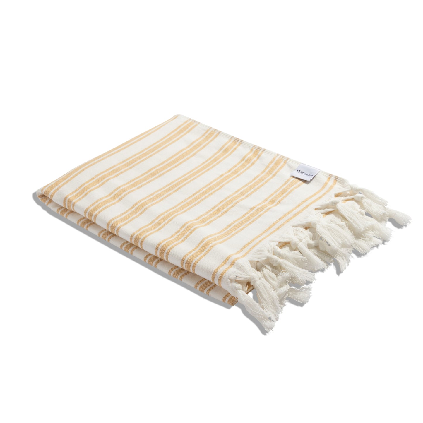 Bask Striped Organic Turkish Towel with Soft Terry Cloth Back in Mustard