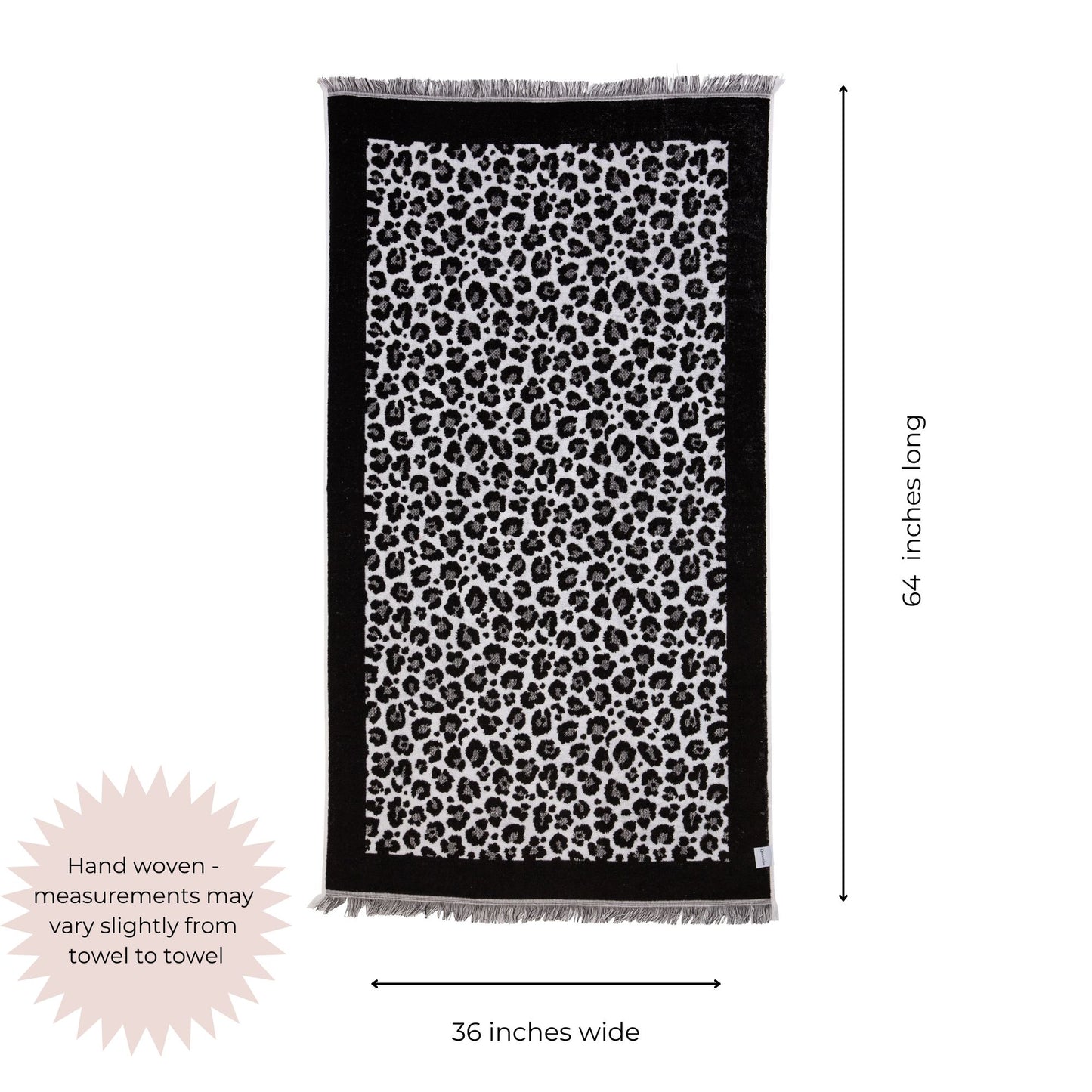 Leopard Full Terry Turkish Towel in Black