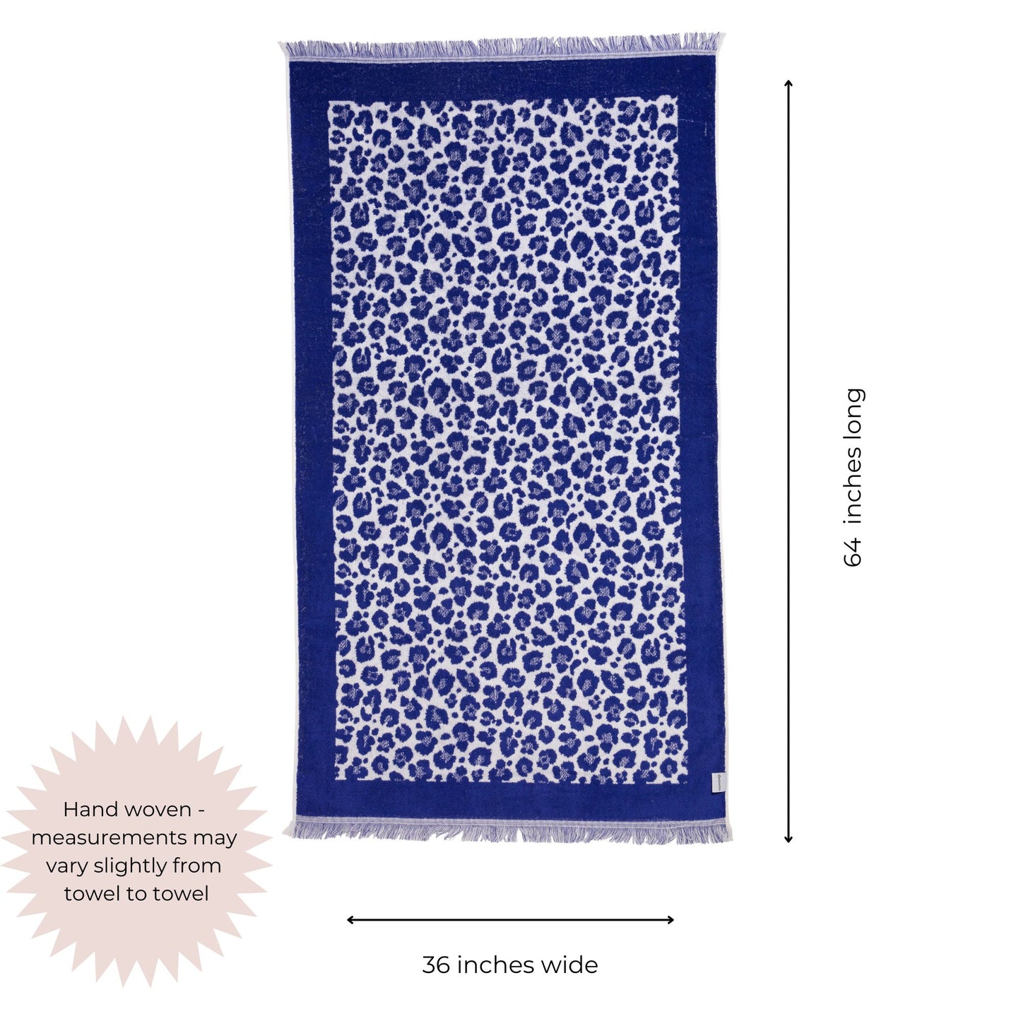 Leopard Full Terry Turkish Towel in Blue