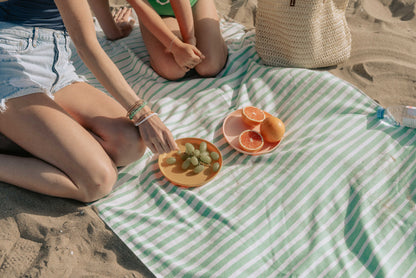 Gradient Striped Organic Turkish Towel with Soft Terry Cloth Back in Green