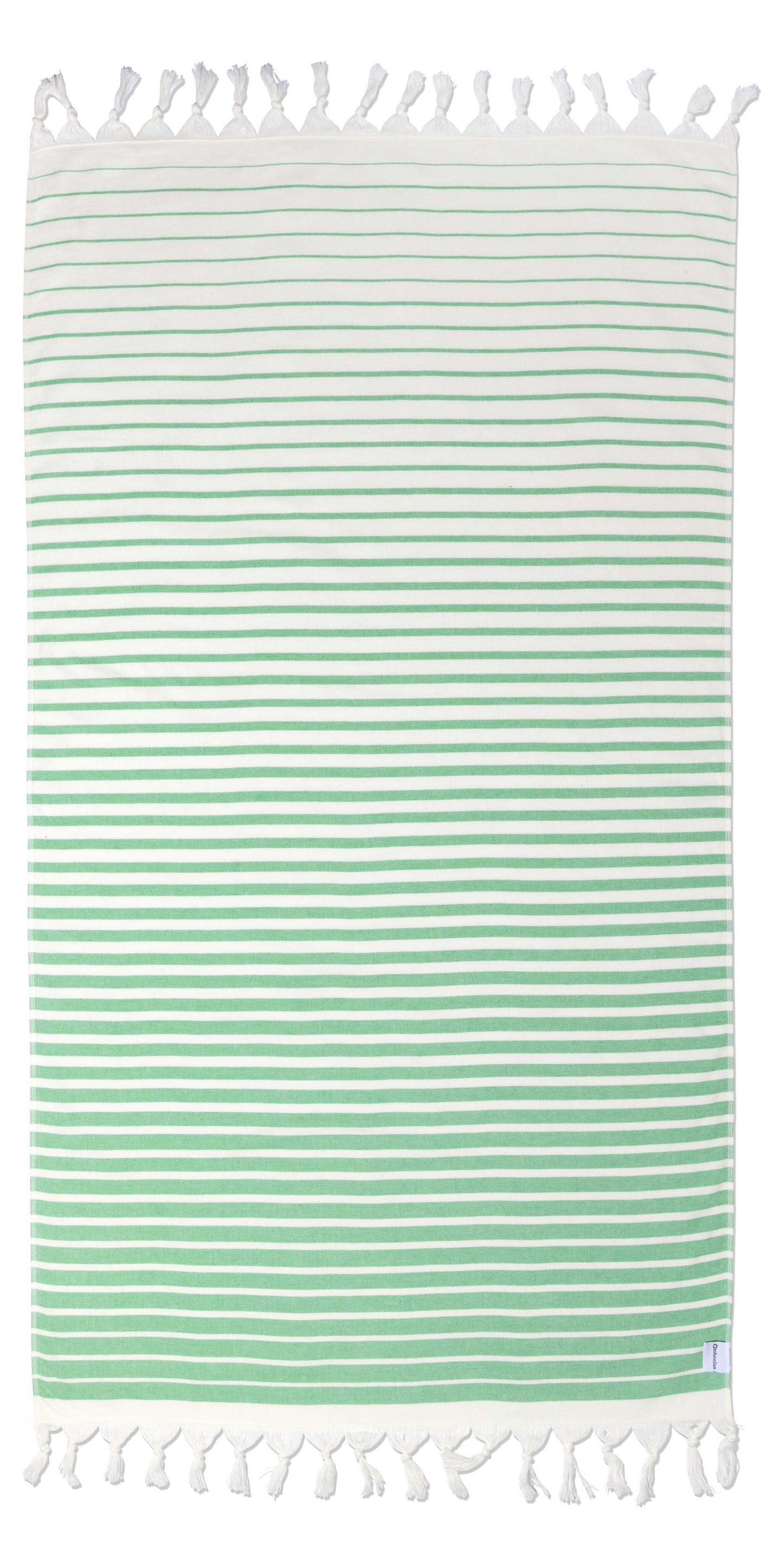 Gradient Striped Organic Turkish Towel with Soft Terry Cloth Back in Green