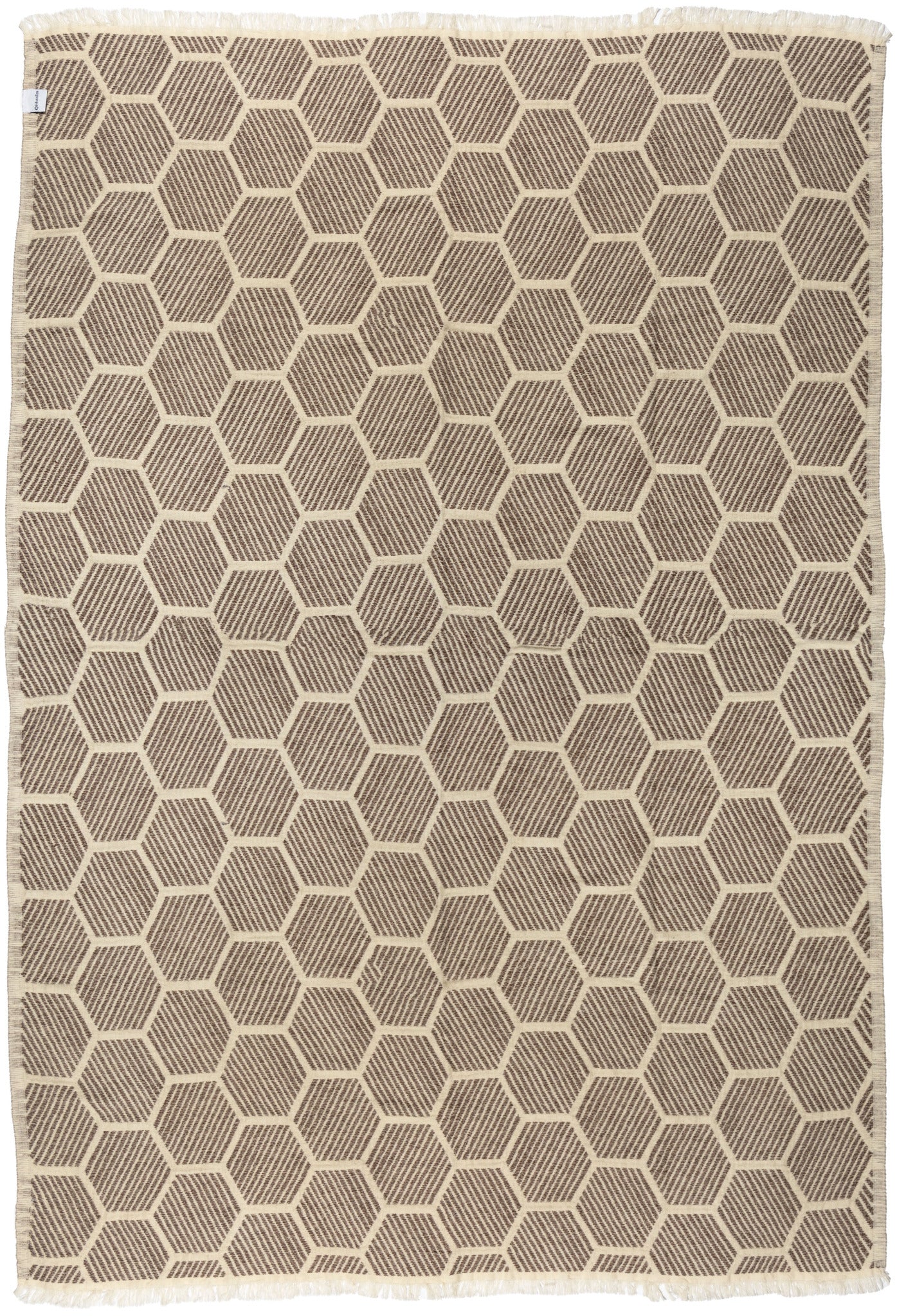 Hive Cotton Throw Blanket in Brown and Cream