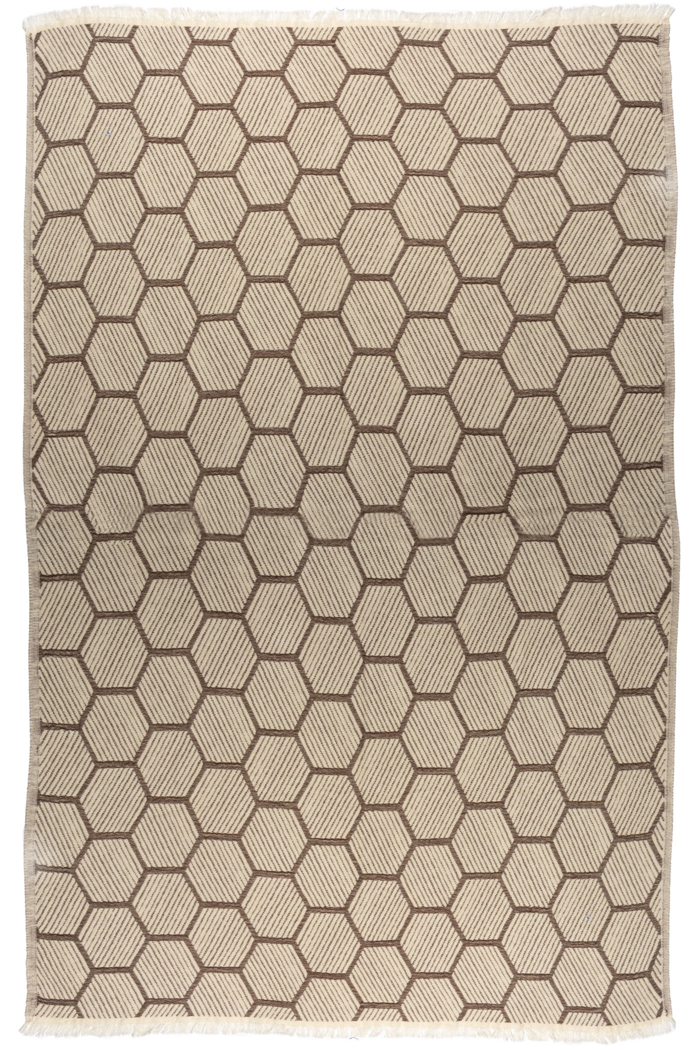 Hive Cotton Throw Blanket in Brown and Cream