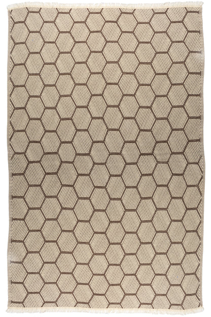 Hive Cotton Throw Blanket in Brown and Cream