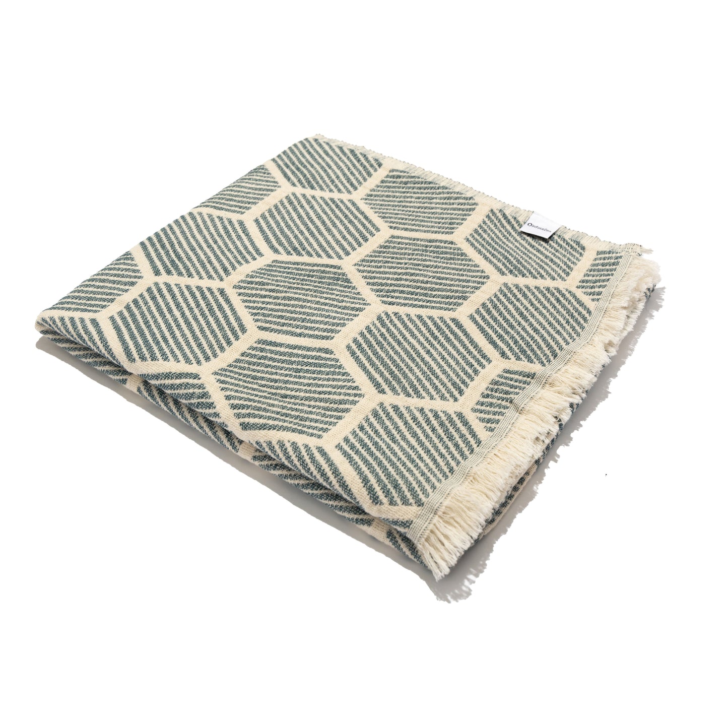 Hive Cotton Throw Blanket in Navy and Cream