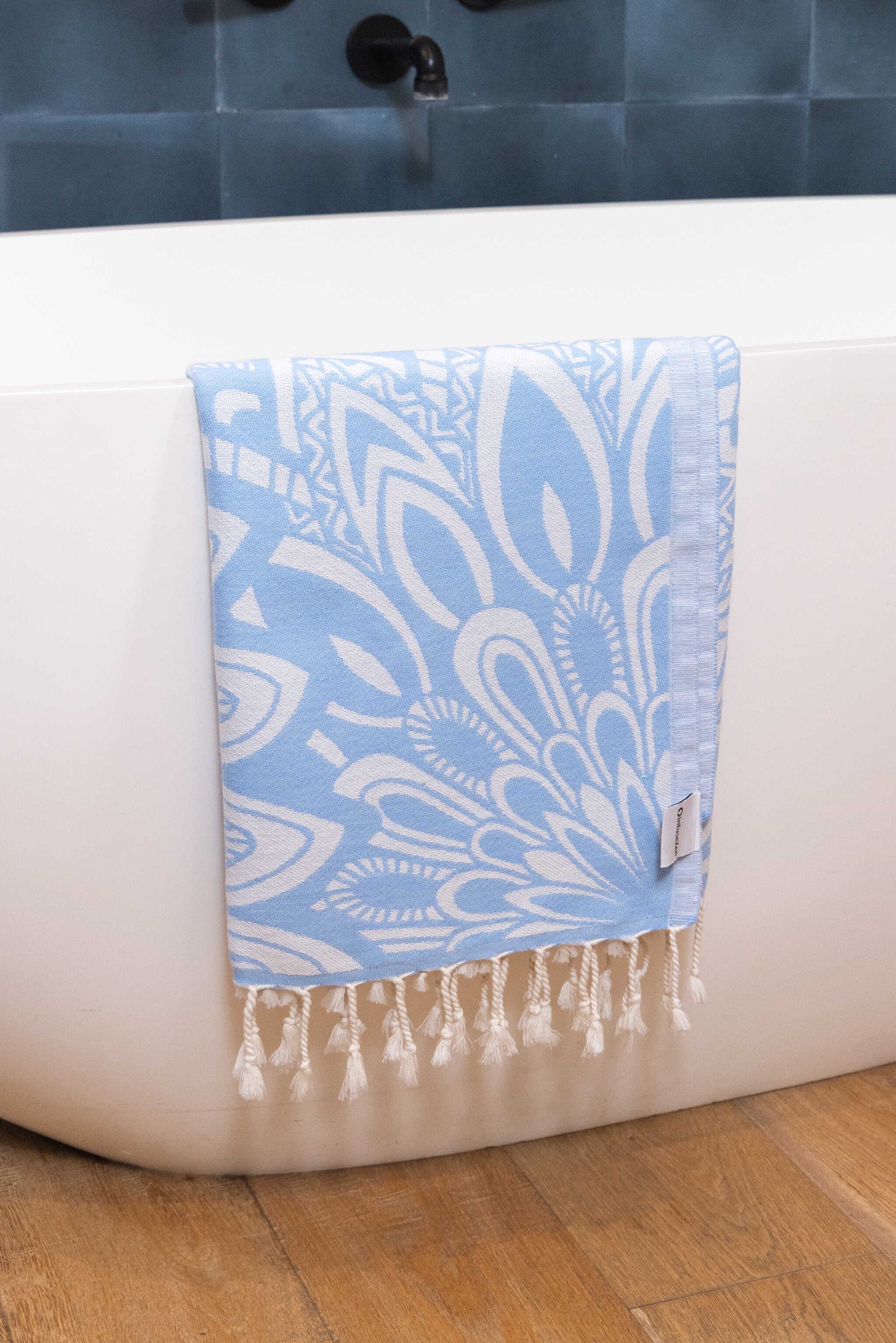 Mandala Organic Turkish Towel in Light Blue