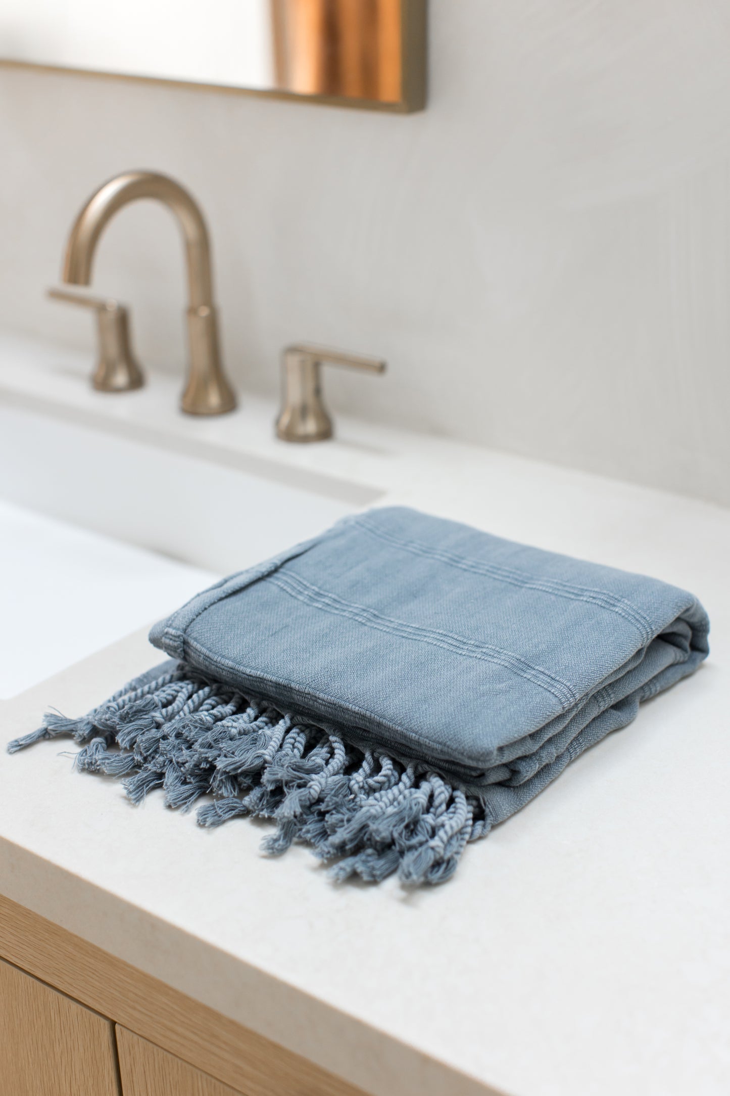 Stonewashed Organic Turkish Towel in Denim