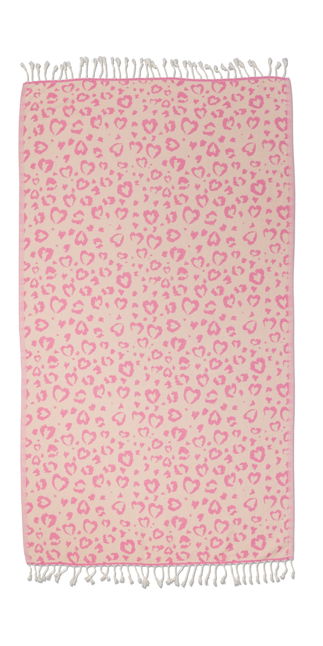 Leopard Heart Organic Turkish Towel in Pink