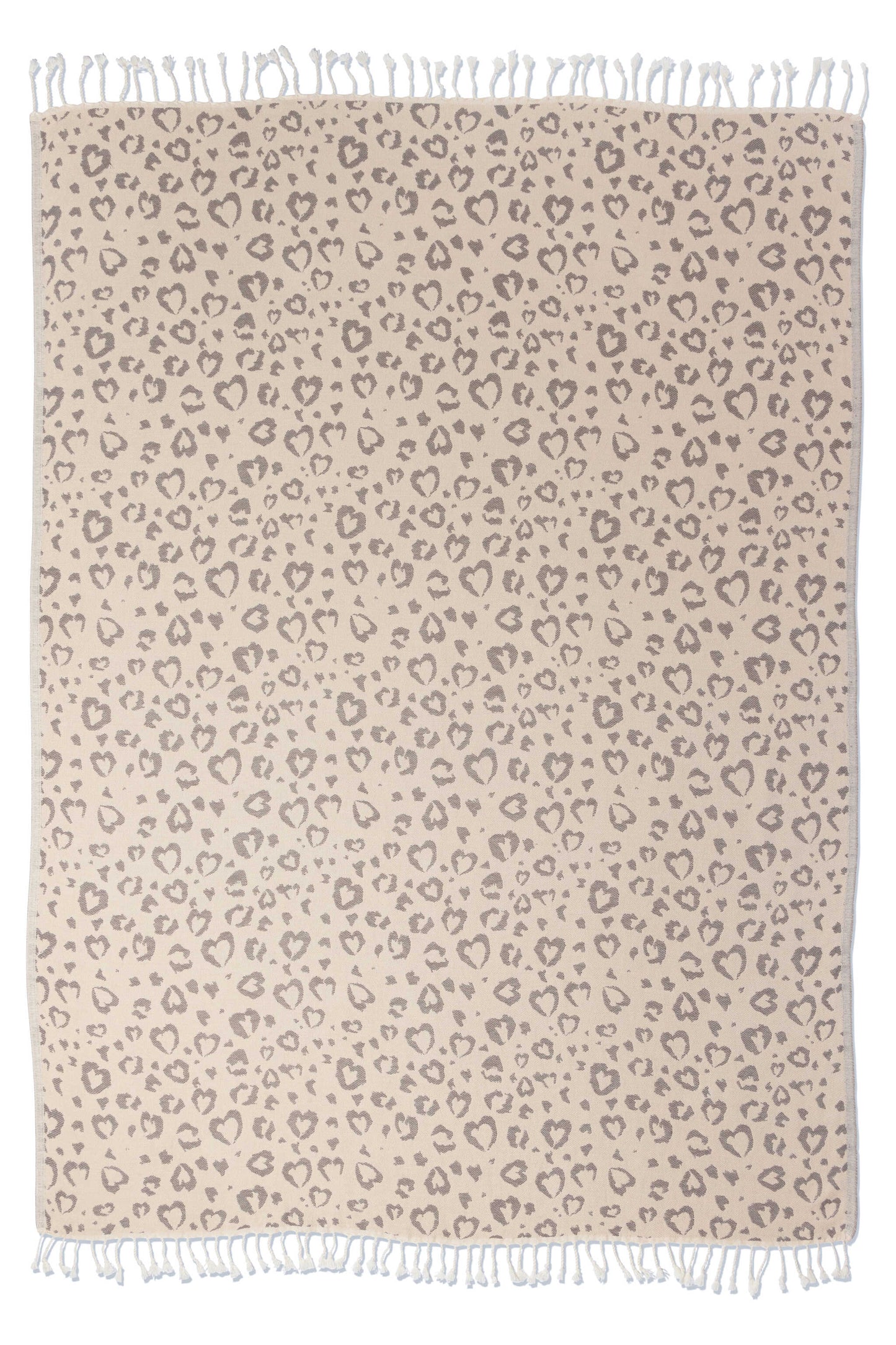 Leopard Heart Organic Cotton Medium Weight Throw Blanket in Brown & Natural