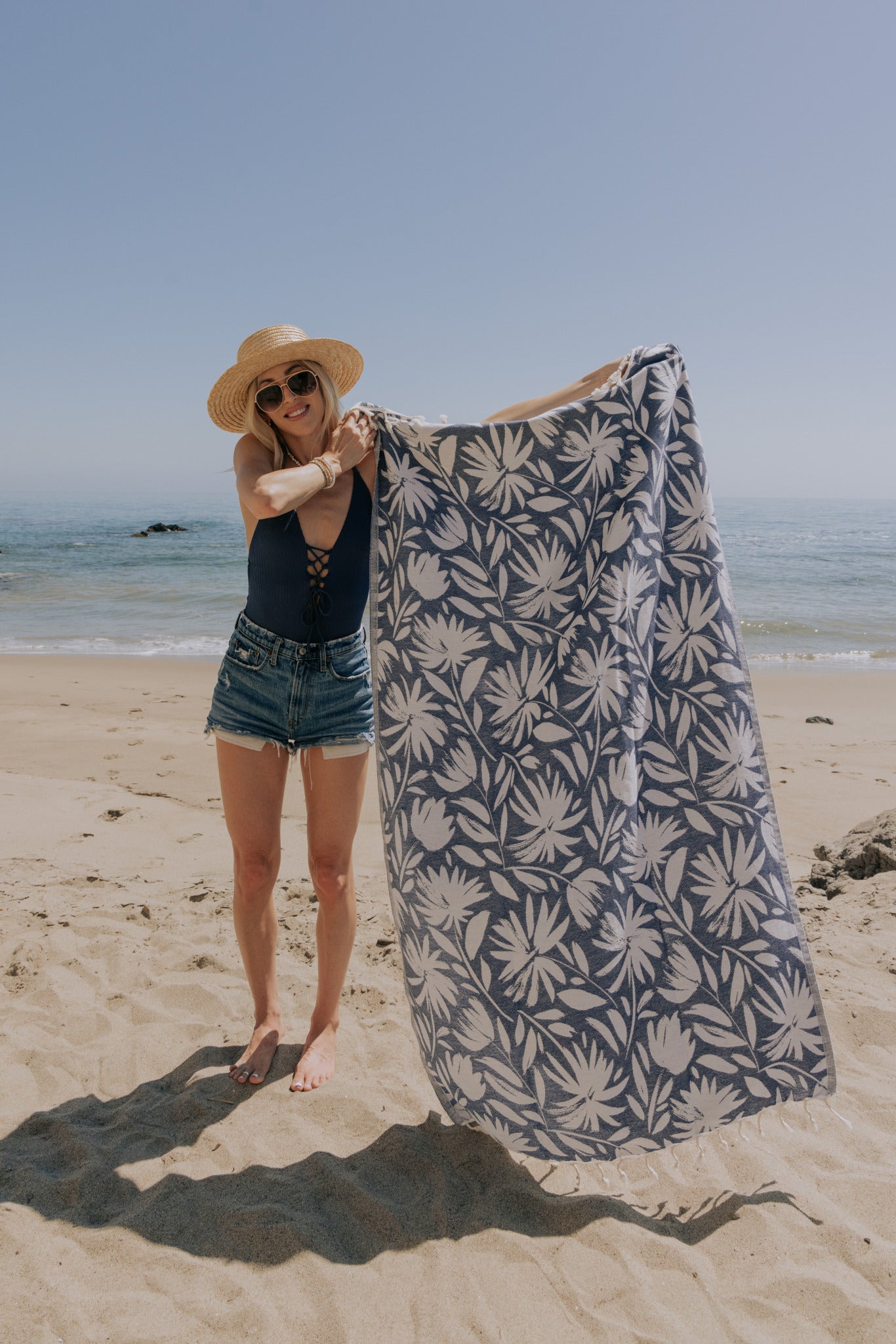 Leopard Palm Organic Turkish Towel in Black