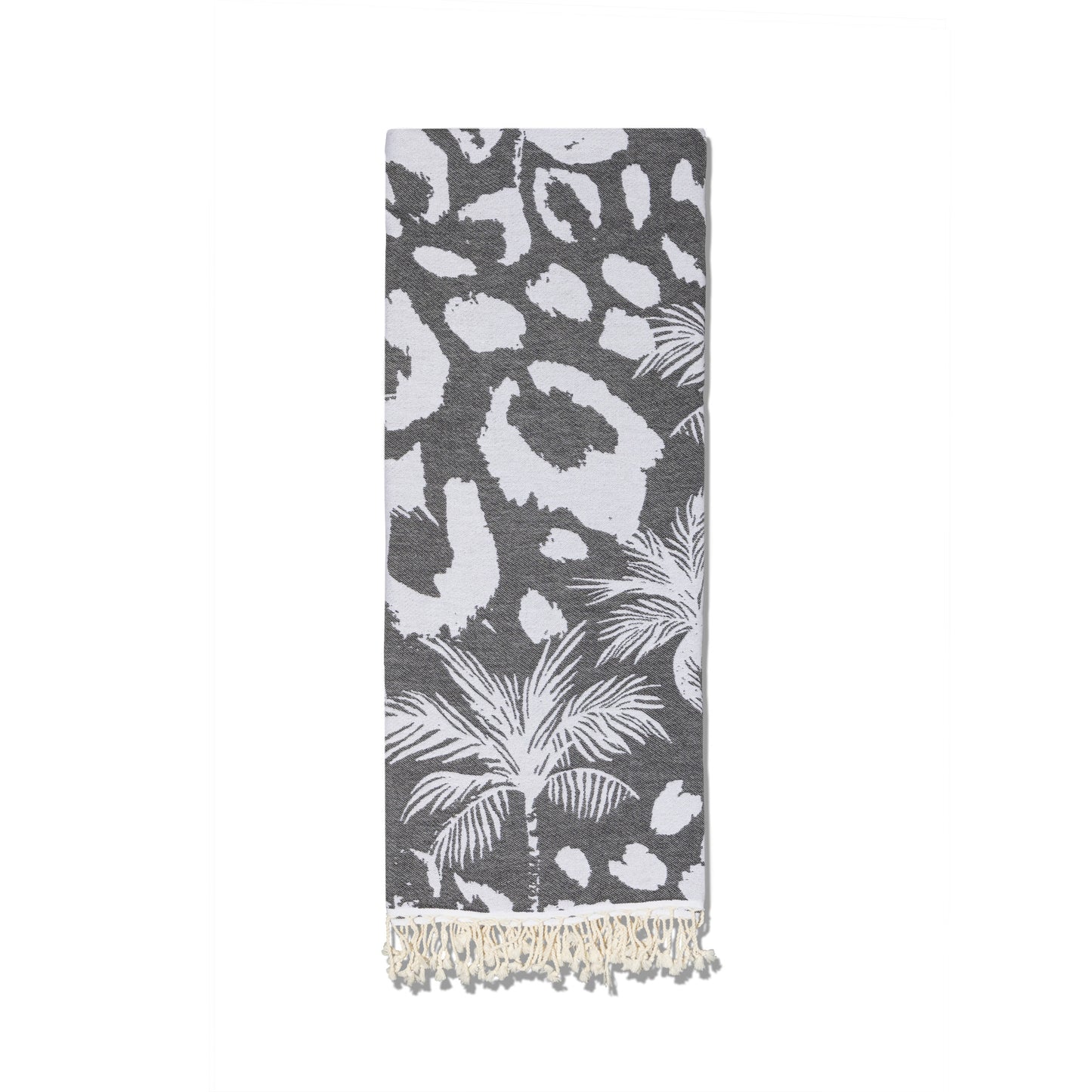 Leopard Palm Organic Turkish Towel in Black