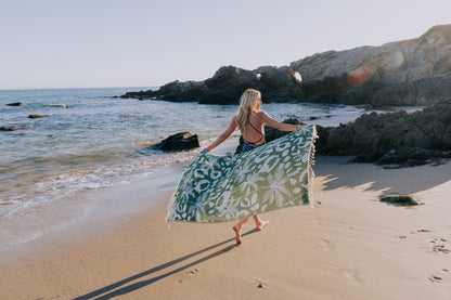 Leopard Palm Organic Turkish Towel in Green