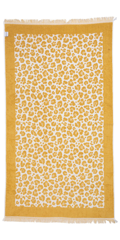 Leopard Full Terry Turkish Towel in Golden Honey