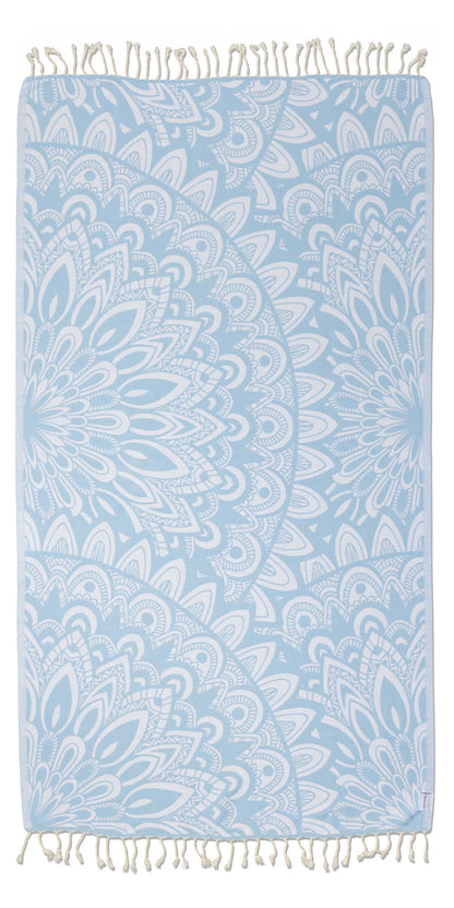 Mandala Organic Turkish Towel in Light Blue