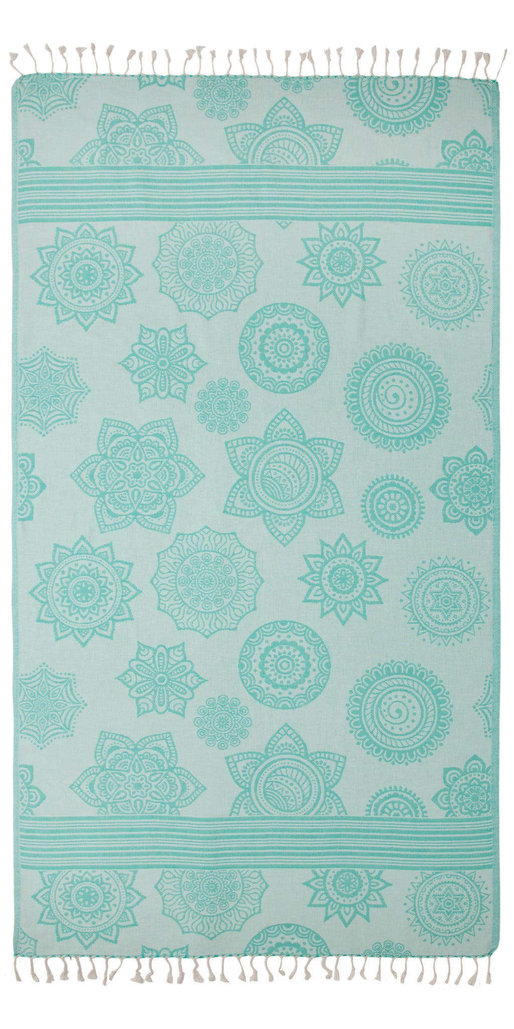 Mandala Flower Sand Resistant Turkish Towel in Seagreen