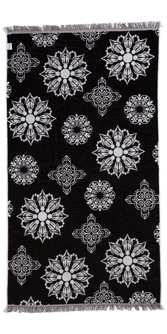 CLEARANCE - Mandala Full Terry Turkish Towel in Black