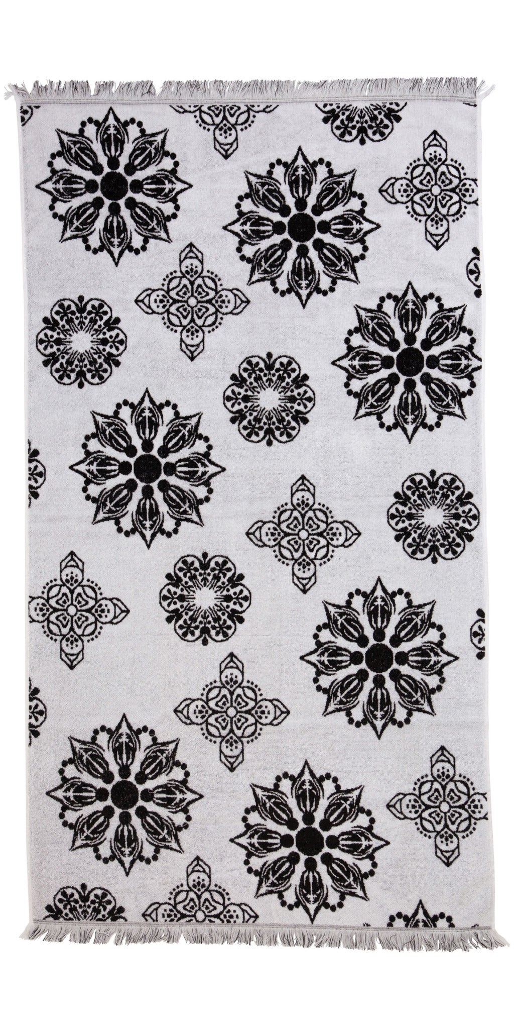 Mandala Full Terry Turkish Towel in Black