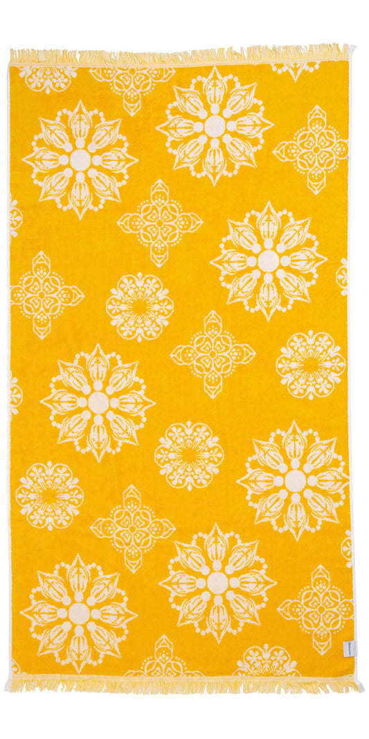 CLEARANCE - Mandala Full Terry Turkish Towel in Golden Yellow