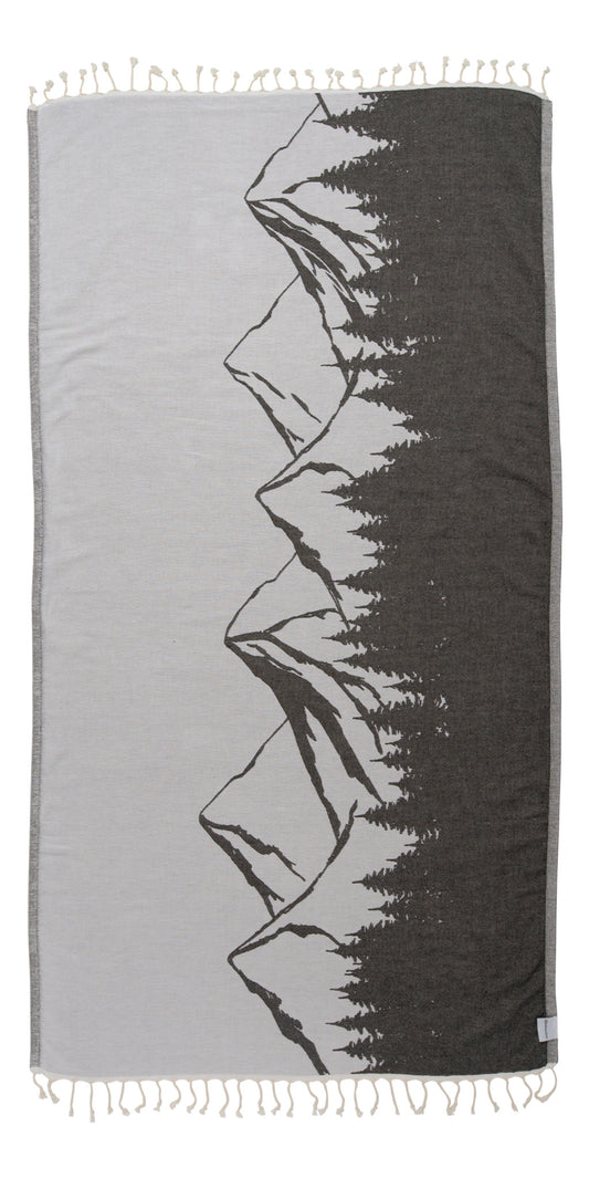 Mountain 100% Cotton Reversible Turkish Towel in Black