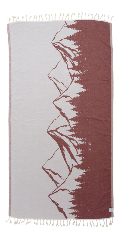 Mountain 100% Cotton Reversible Turkish Towel in Burgundy