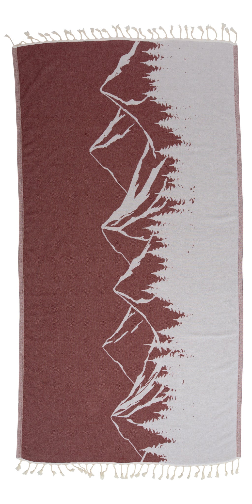 Mountain 100% Cotton Reversible Turkish Towel in Burgundy