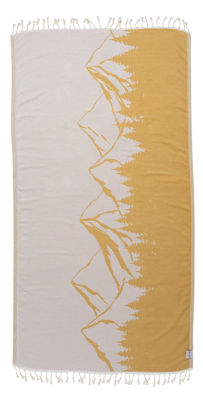 Mountain 100% Cotton Reversible Turkish Towel in Mustard