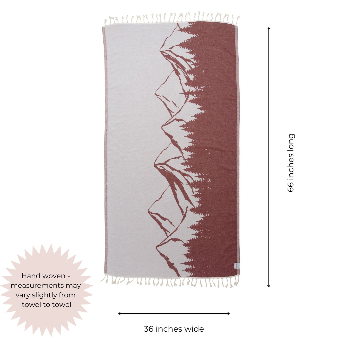 Mountain 100% Cotton Reversible Turkish Towel in Burgundy