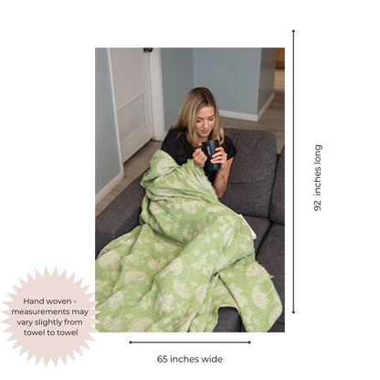 Dandelion Reversible Muslin Blanket in Olive and Beige