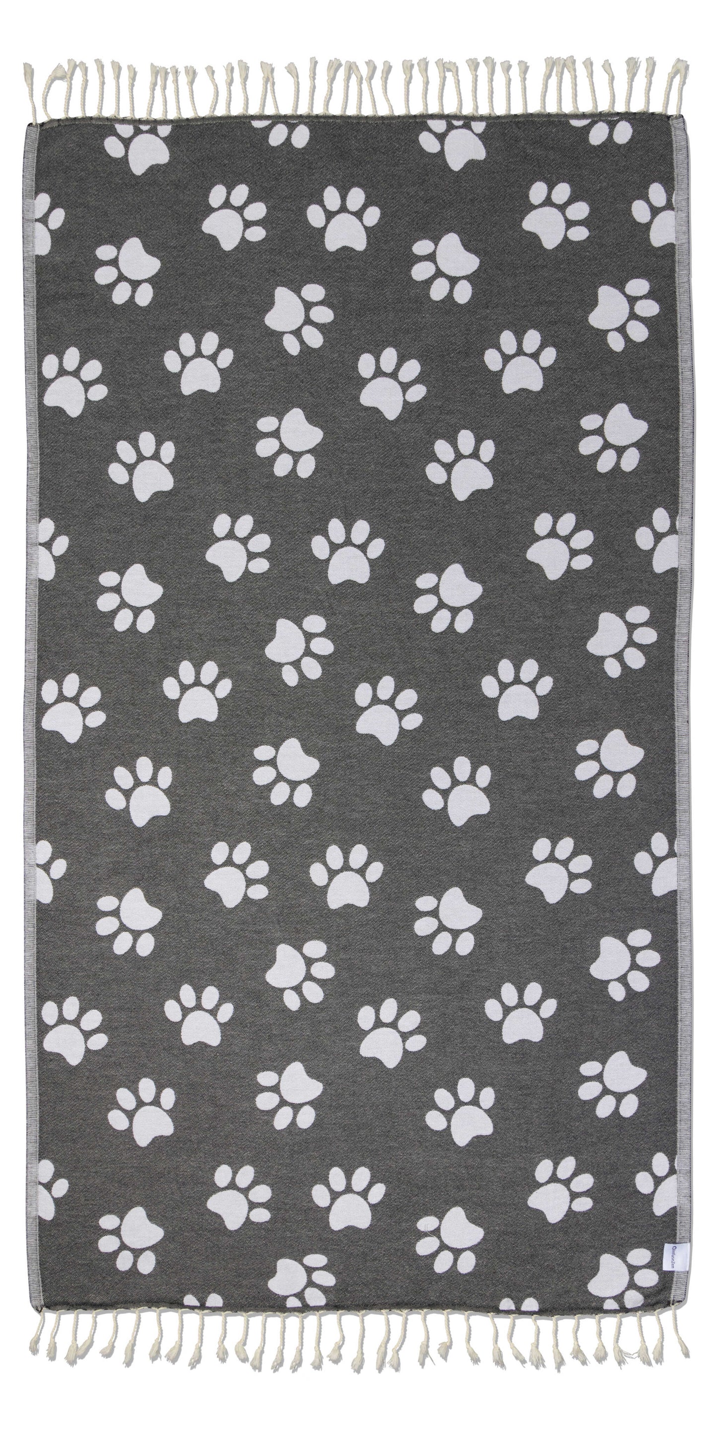 Paw Print Organic Turkish Towel in Black