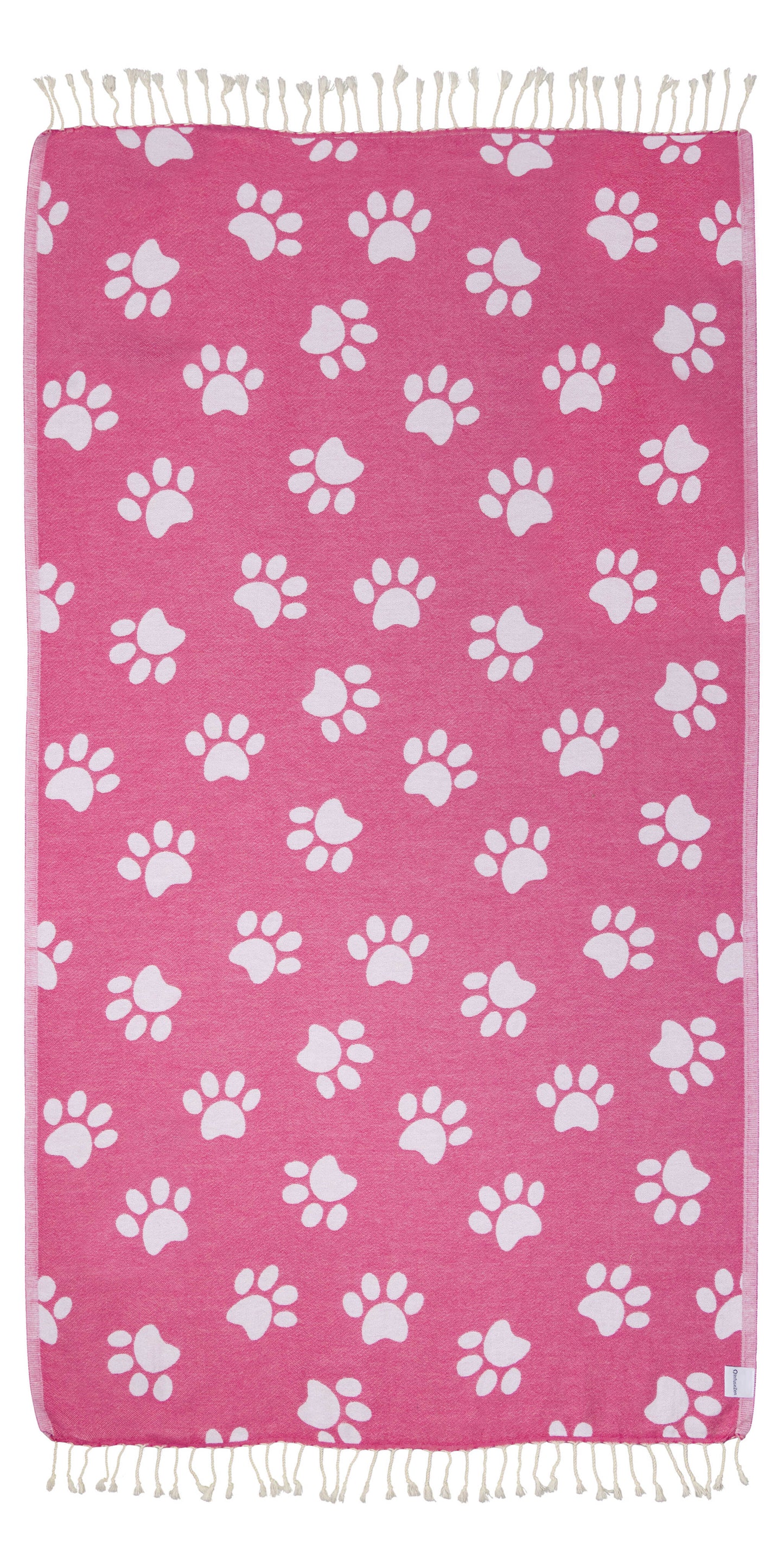 Paw Print Organic Turkish Towel in Fuchsia