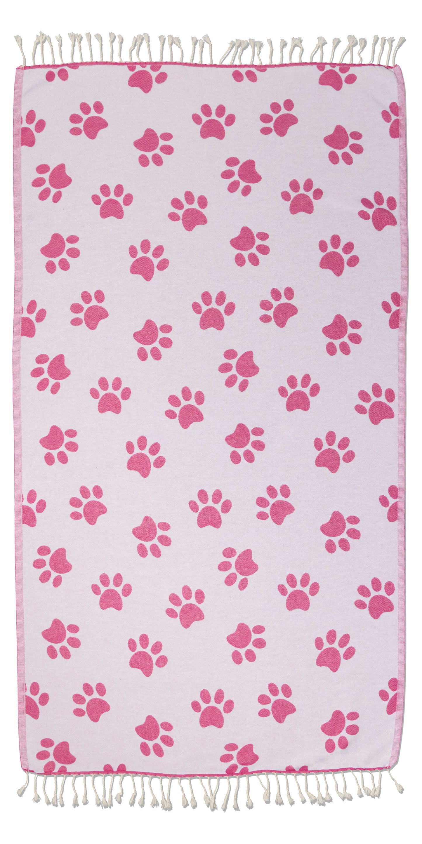 Paw Print Organic Turkish Towel in Fuchsia