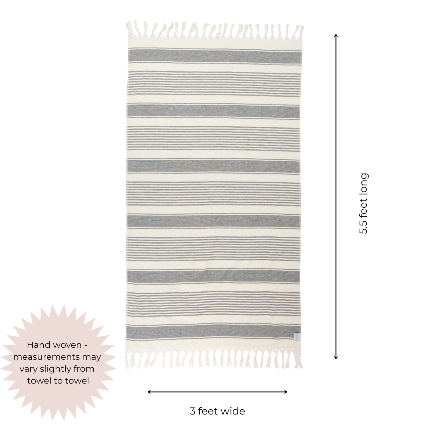 Sauna Stripe Organic Terry Cloth Lined Turkish Towel in Dark Grey