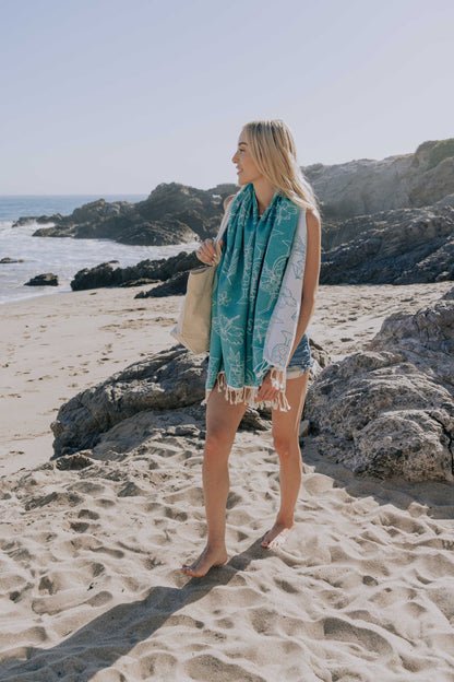 Tropical Drink Organic Turkish Towel in Aqua