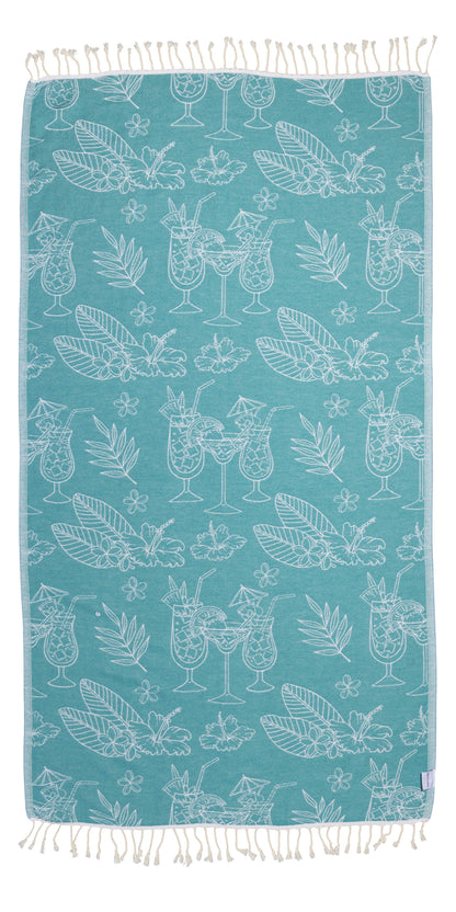 Tropical Drink Organic Turkish Towel in Aqua