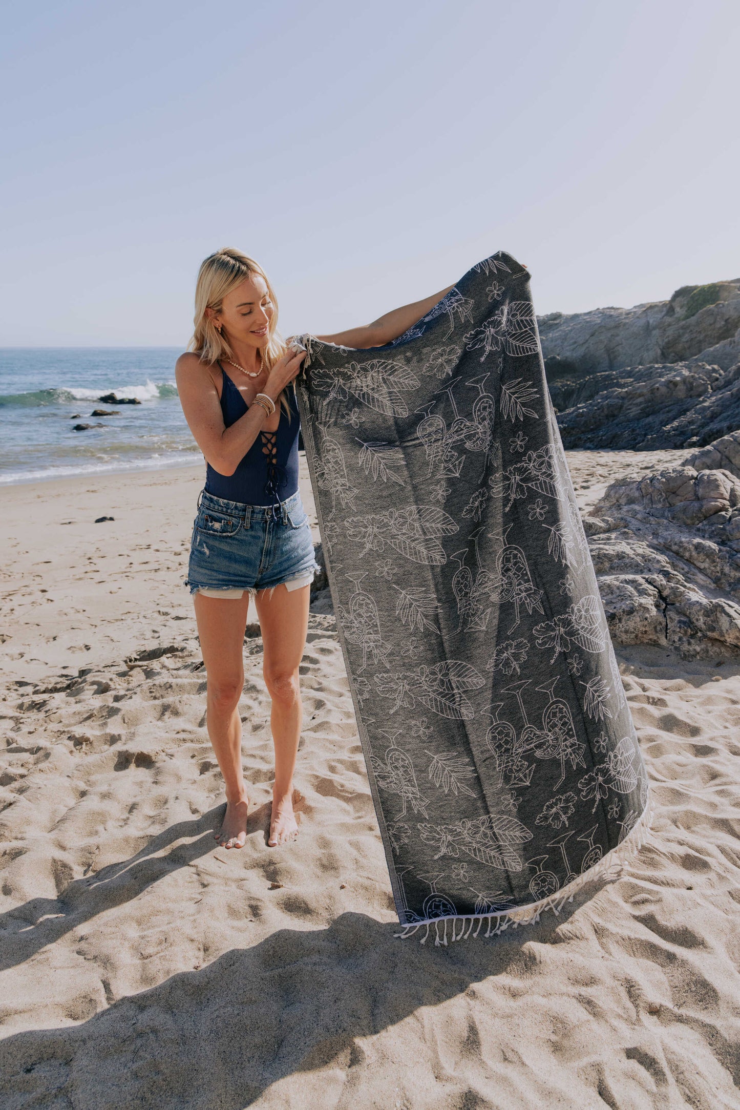 Tropical Drink Organic Turkish Towel in Black