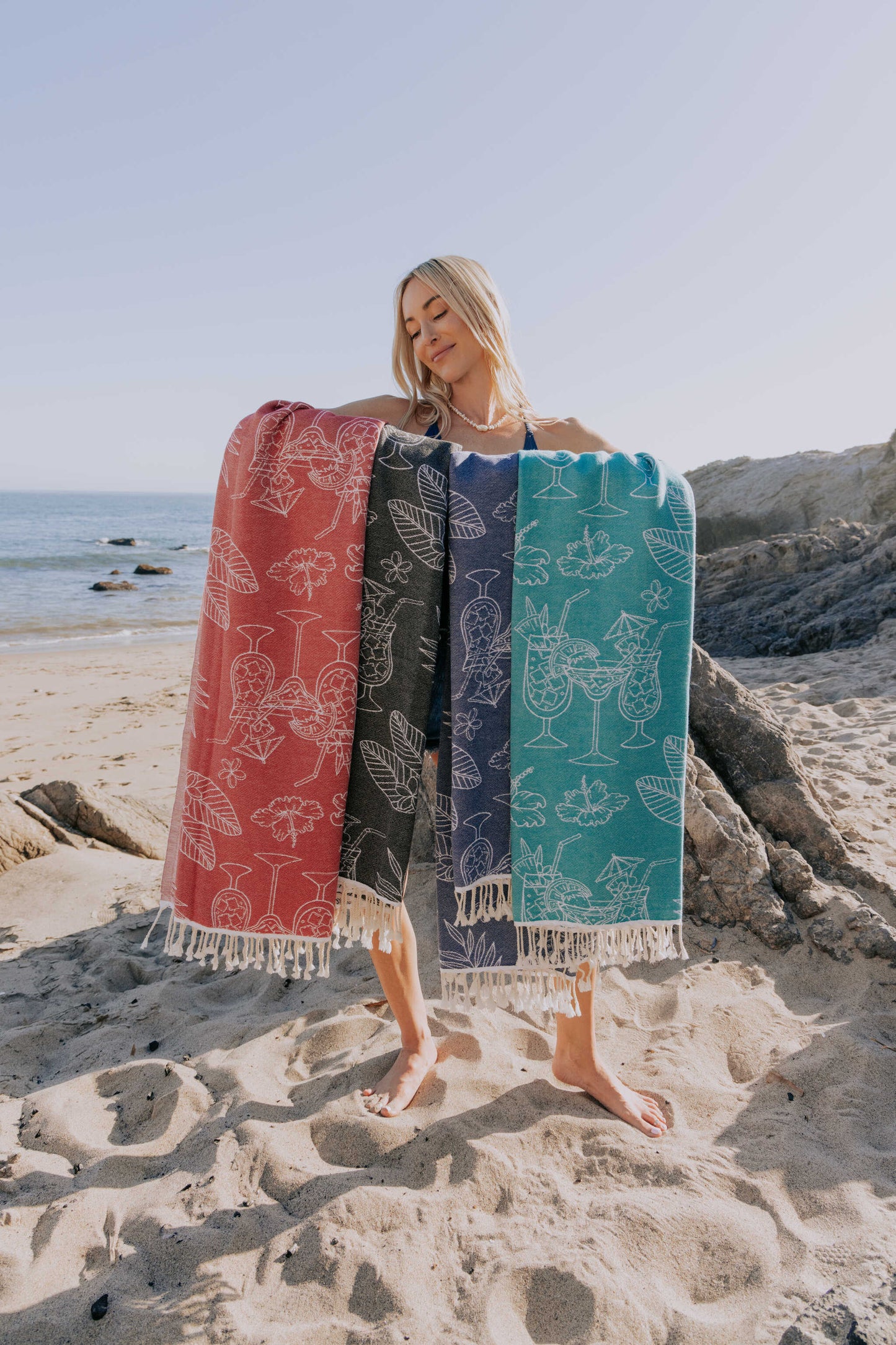 Tropical Drink Organic Turkish Towel in Aqua