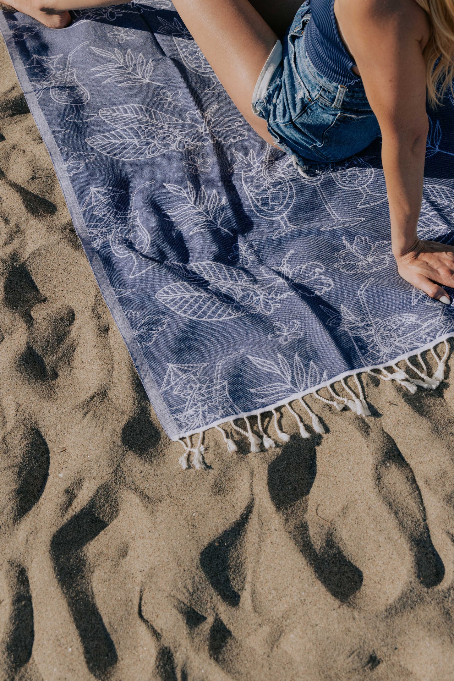 Tropical Drink Organic Turkish Towel in Navy