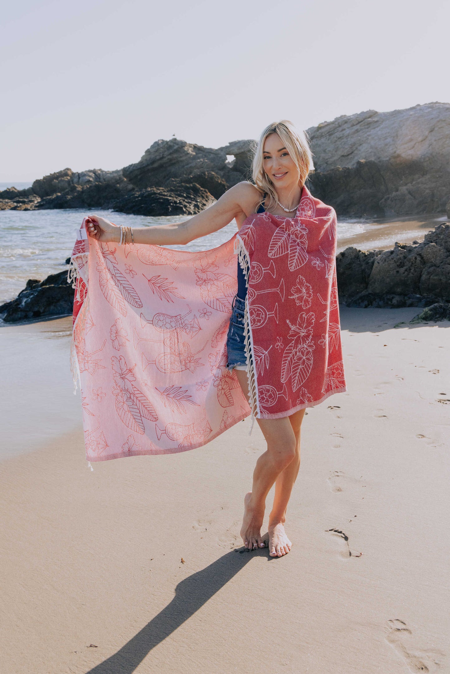 Tropical Drink Organic Turkish Towel in Red