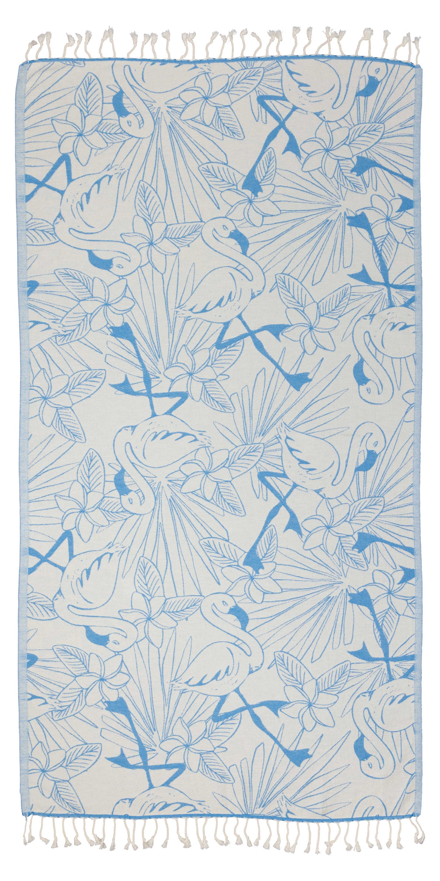 Tropical Flamingo Organic Turkish Towel in Blue