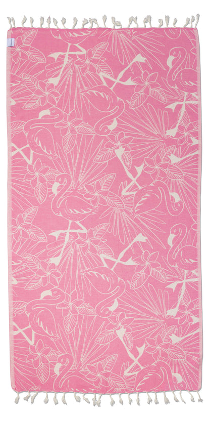 Tropical Flamingo Organic Turkish Towel in Pink