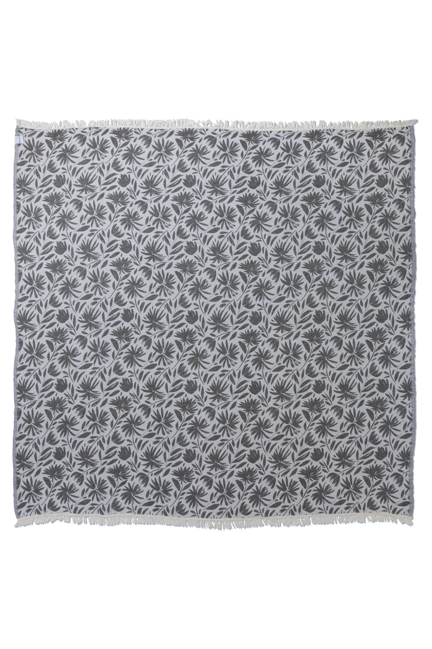 Whimsical Flower Organic Reversible Muslin Blanket in Black & Natural