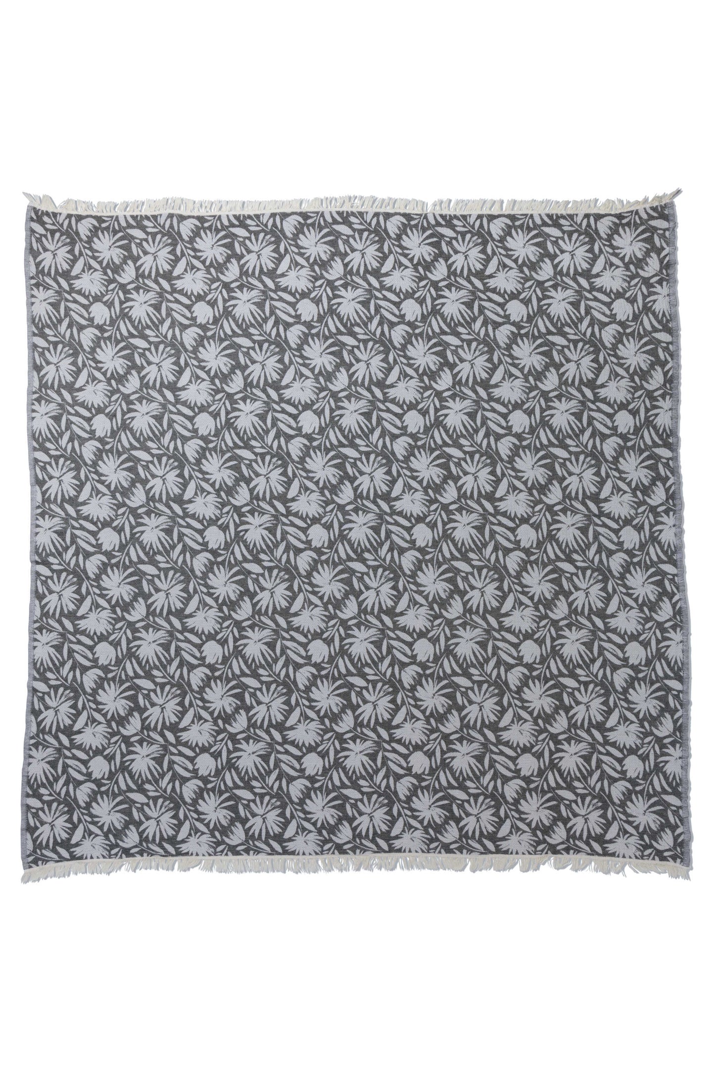 Whimsical Flower Organic Reversible Muslin Blanket in Black & Natural