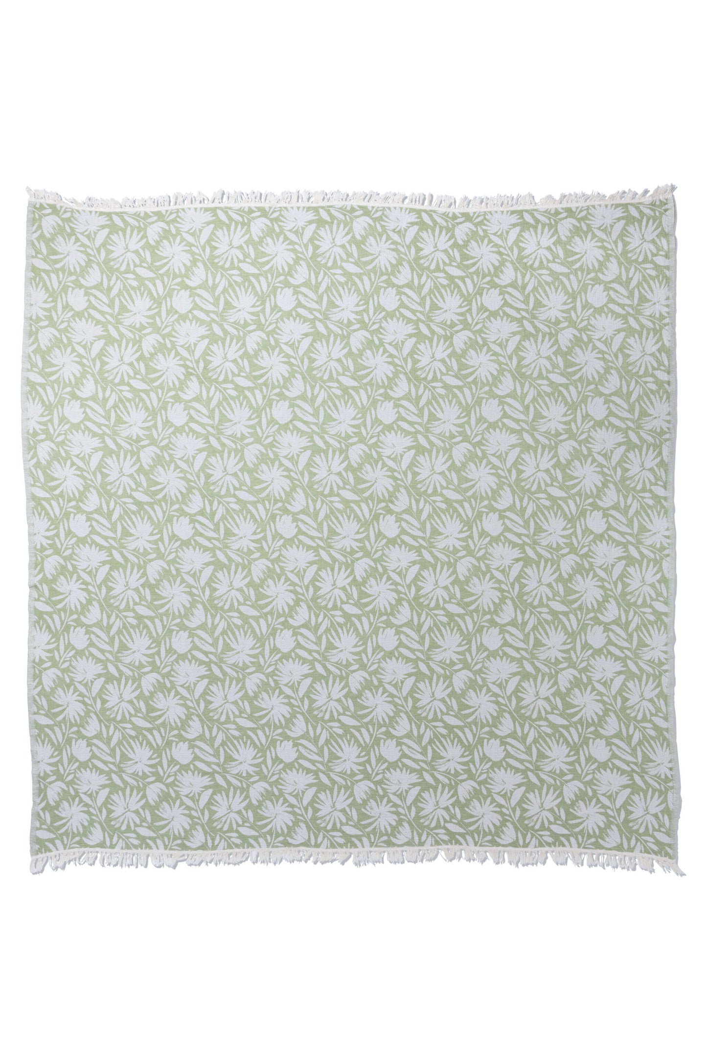 Whimsical Flower Organic Reversible Muslin Blanket in Olive & Natural