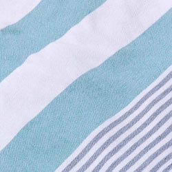 Marine Striped Organic Turkish Towel with Soft Terry Cloth Lining in Aqua & Navy