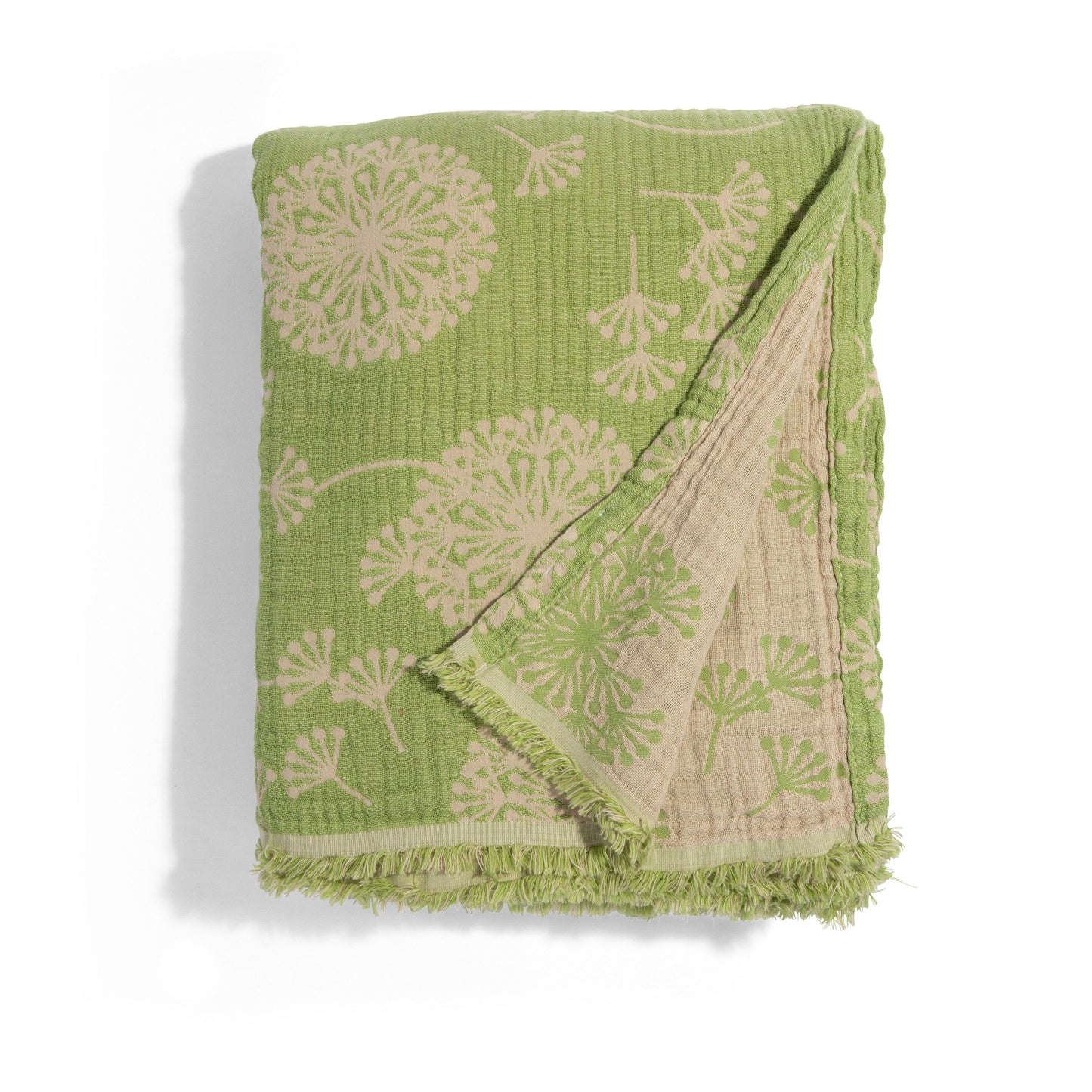 Dandelion Reversible Muslin Blanket in Olive and Beige