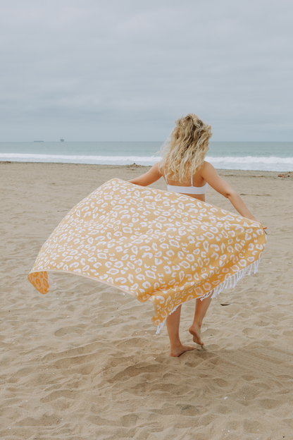 Leopard Turkish Towel Peshtemal in Golden