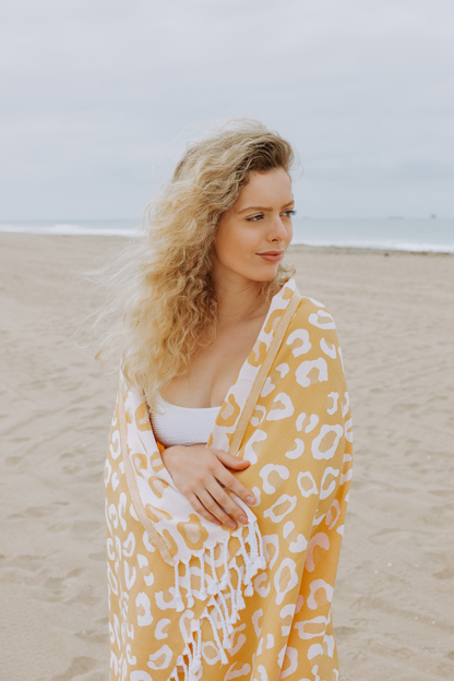 Leopard Turkish Towel Peshtemal in Golden